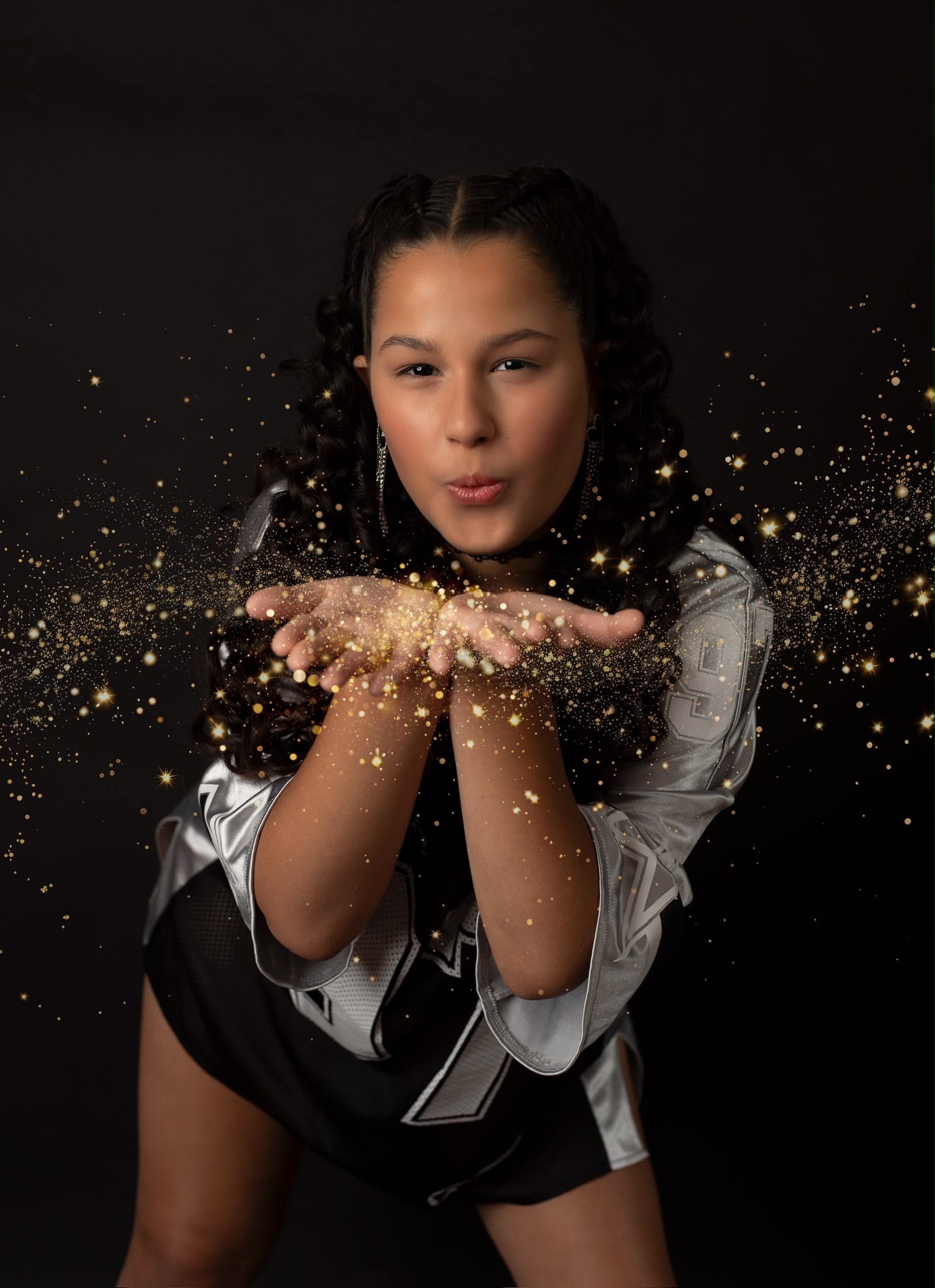Gold glitter promo portrait